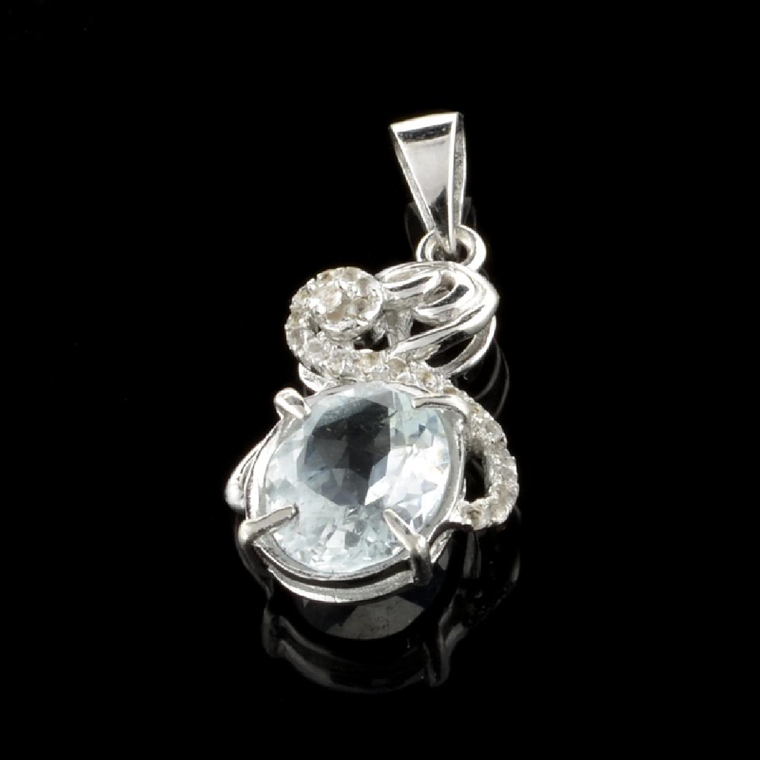 APP: 0.7k Fine Jewelry 2.35CT Aquamarine Beryl And: Gov. File: H-05585 Fine Jewelry 2.35CT Aquamarine Beryl And Colorless Topaz Platinum Over Sterling Silver Pendant Retail Replacement Value: $0.7K Asset Type: Pendant Shipping: $19.95