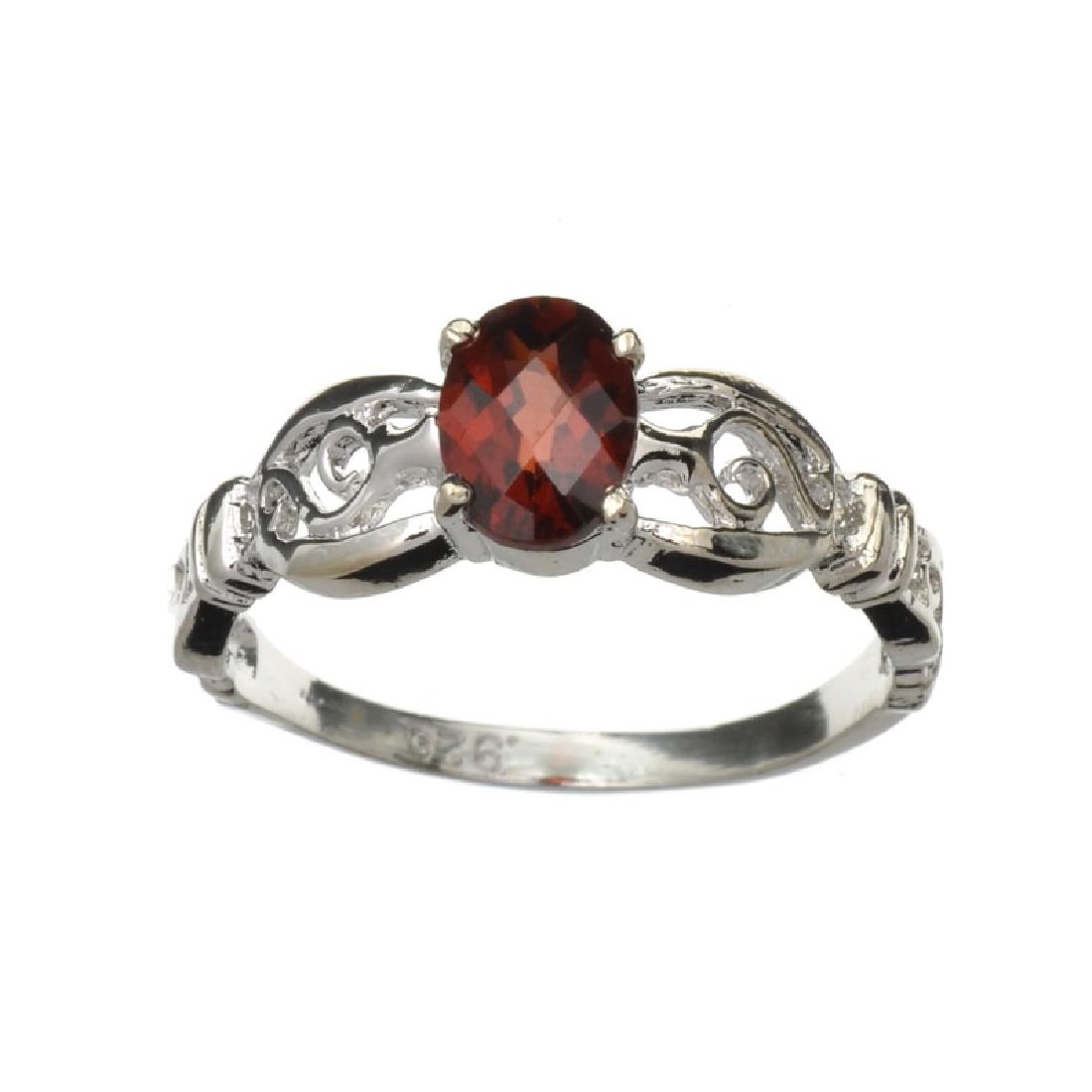 APP: 0.7k Fine Jewelry 1.00CT Oval Cut Almandite Garnet: Gov. File: H-06679 Fine Jewelry 1.00CT Oval Cut Almandite Garnet And Platinum Over Sterling Silver Ring Retail Replacement Value: $0.7K Asset Type: Ring Shipping: $19.95