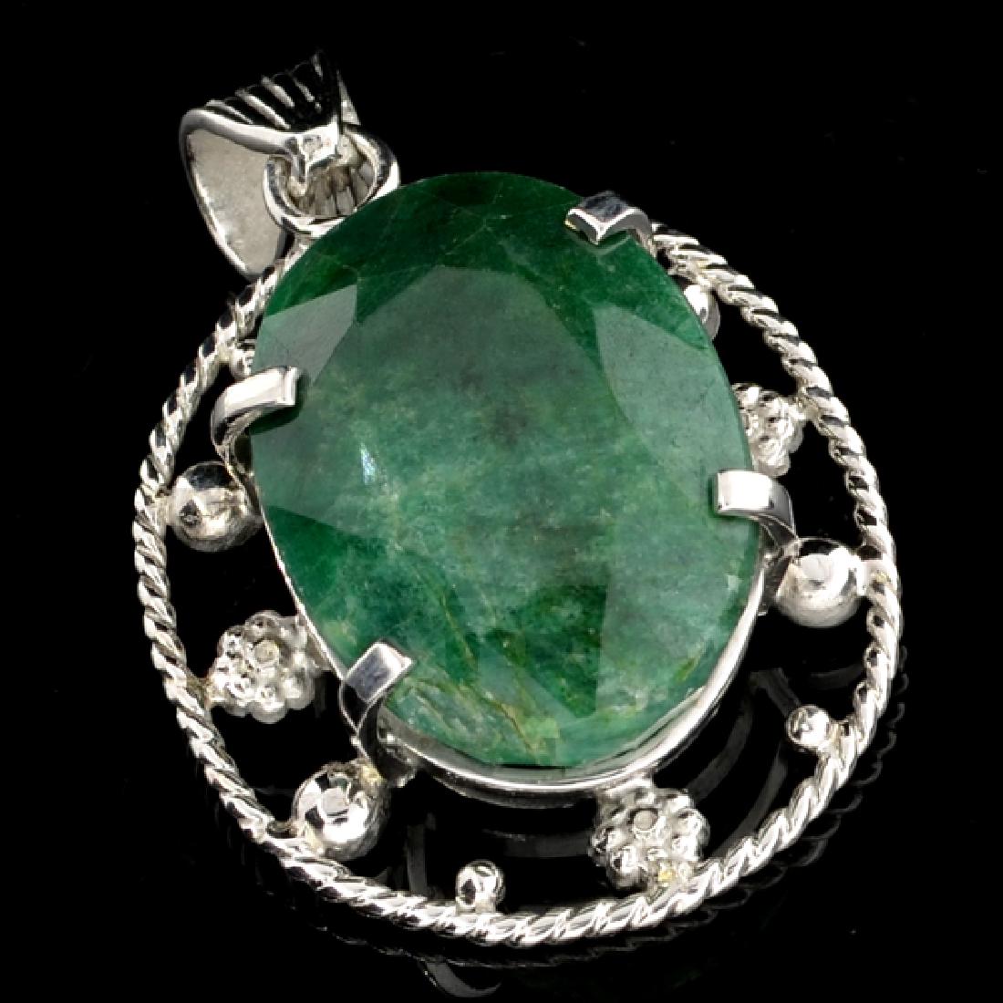 APP: 2.1k 53.23CT Oval Cut Green Beryl and Sterling: Gov. File: 73499 53.23CT Oval Cut Green Beryl and Sterling Silver Pendant Retail Replacement Value: $2.1K Asset Type: Pendant Shipping: $19.95