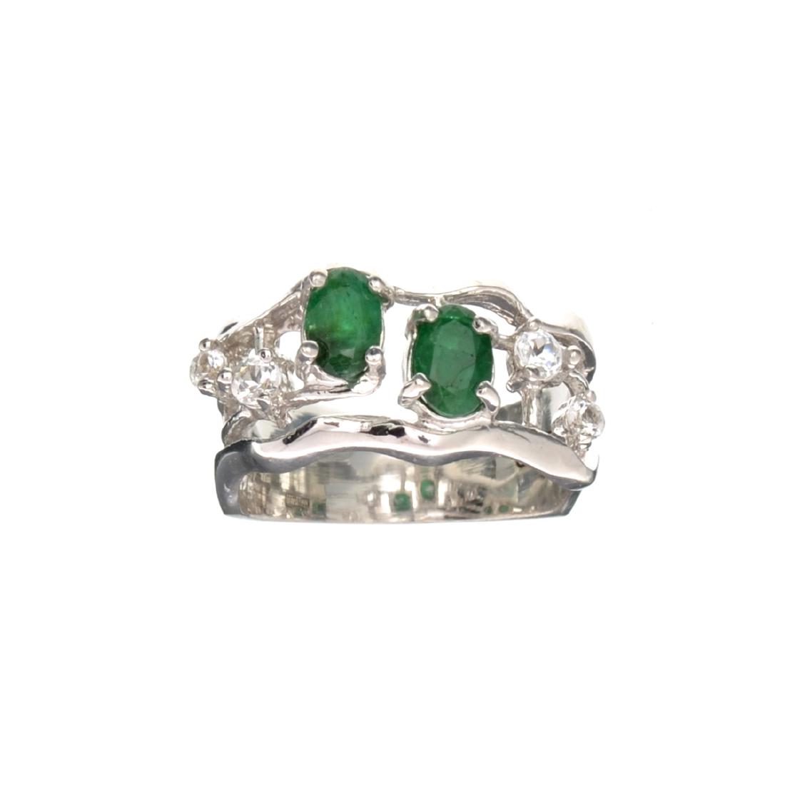 APP: 0.9k Fine Jewelry Designer Sebastian 1.20CT Green: Gov. File: H-27682 Fine Jewelry Designer Sebastian 1.20CT Green Emerald and White Topaz Sterling Silver Ring Retail Replacement Value: $0.9K Asset Type: Ring Shipping: $19.95