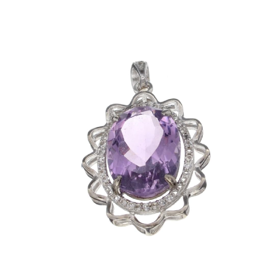 APP: 1.2k Fine Jewelry 11.55CT Purple Ametrhyst And: Gov. File: H-25044 Fine Jewelry 11.55CT Purple Ametrhyst And White Sapphire Sterling Silver Pendant Retail Replacement Value: $1.2K Asset Type: Pendant Shipping: $19.95