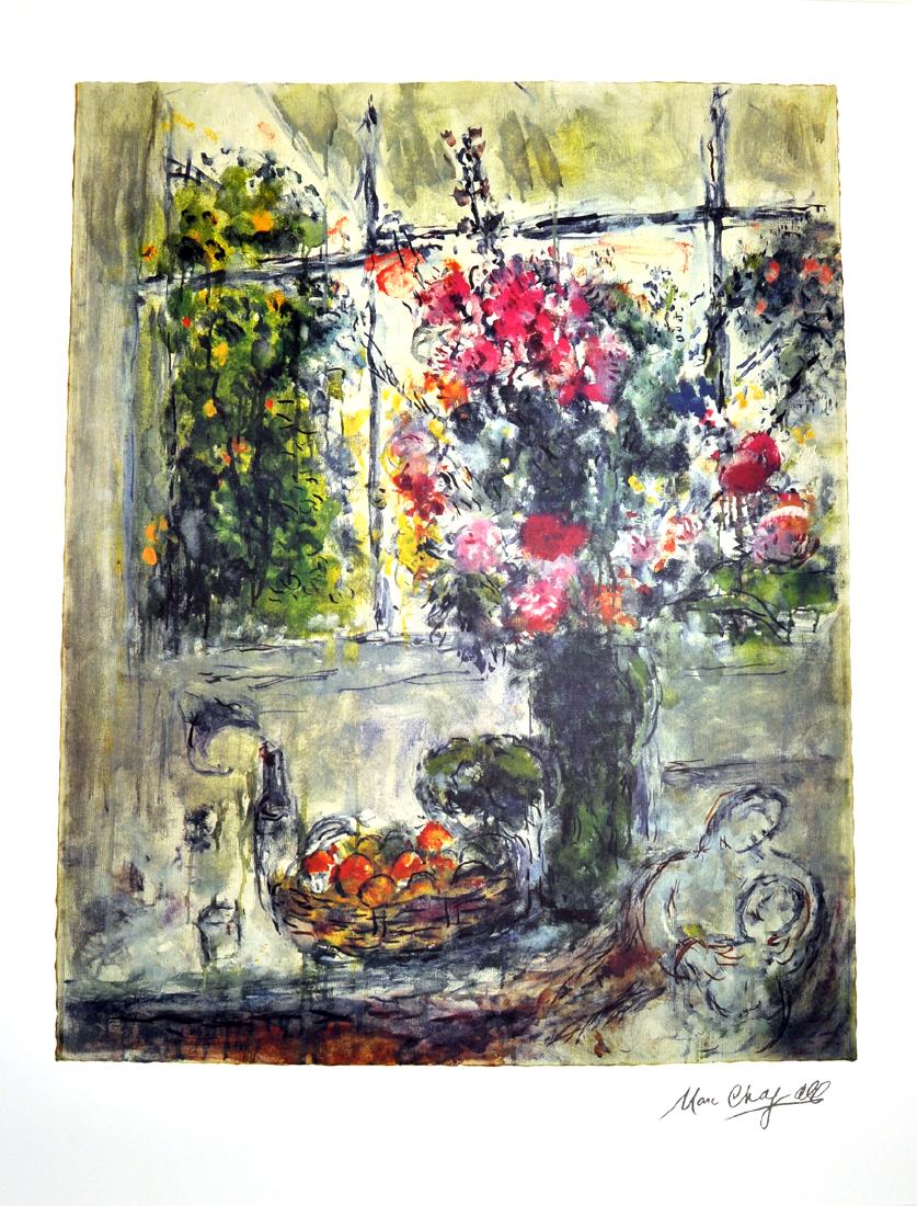 MARC CHAGALL (After) Fruit and Flowers Print, 474 of: Gov. File: P-06892 Marc Chagall MARC CHAGALL: (After) Fruit and Flowers Print 25 inches x 33.5 inches (Unframed) Shipping: $24.95