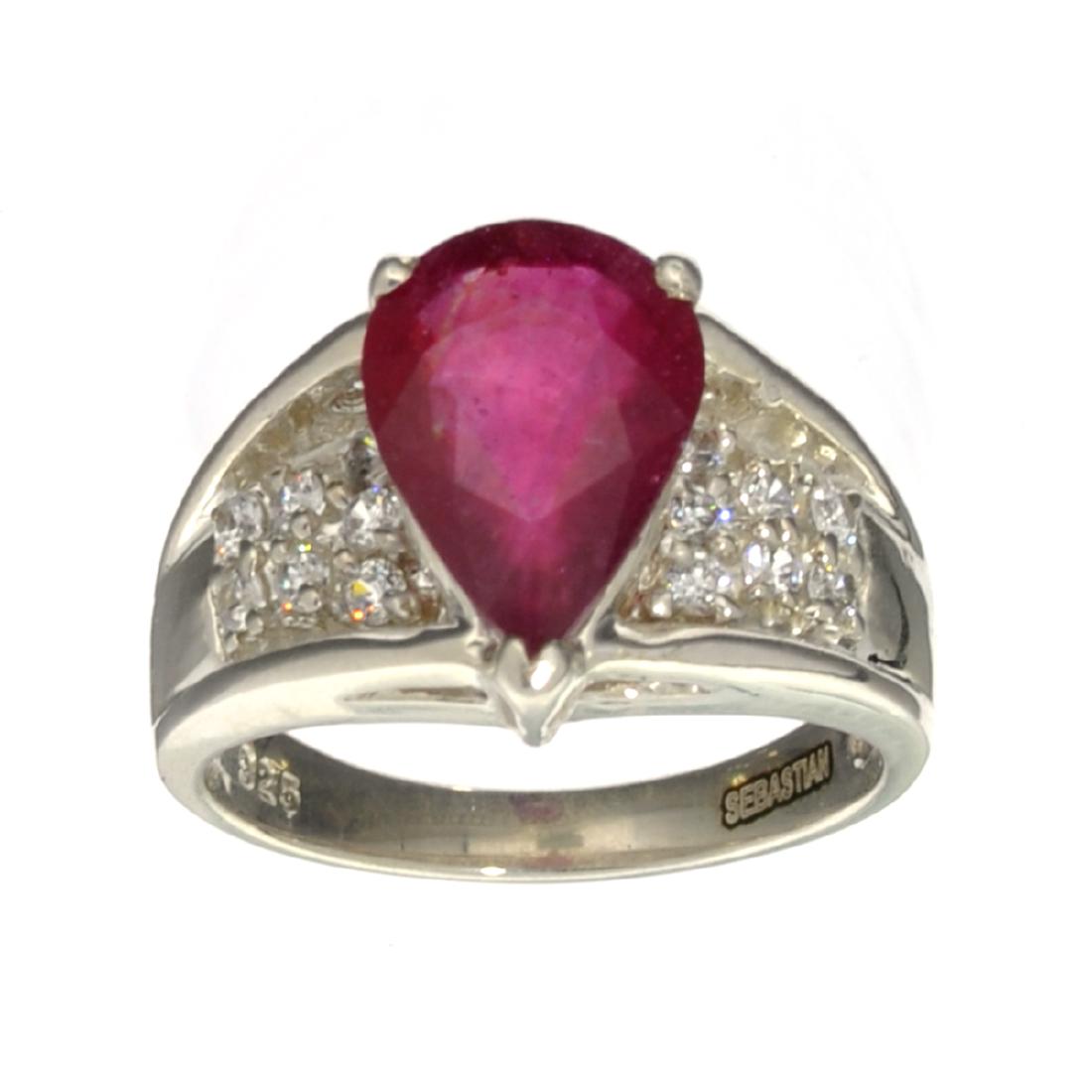 APP: 1k Fine Jewelry Designer Sebastian, 3.68CT Ruby: Gov. File: H-29878 Fine Jewelry Designer Sebastian, 3.68CT Ruby and White Topaz Sterling Silver Ring Retail Replacement Value: $1.0K Asset Type: Ring Shipping: $19.95