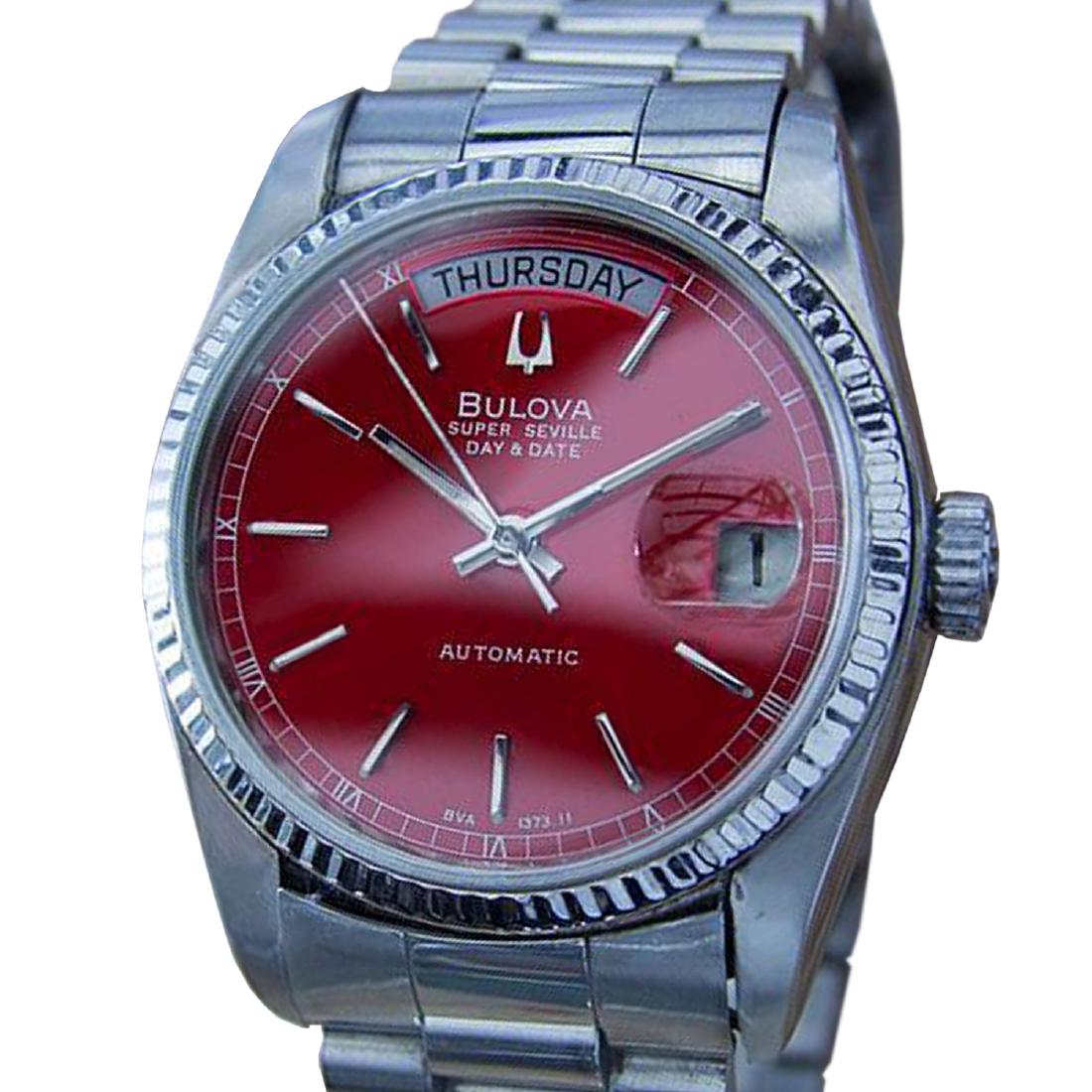 *Bulova Super Seville Swiss Made Day Date Mens: Gov. File: H-33406 *Bulova Super Seville Swiss Made Day Date Mens Automatic Watch c1980 Asset Type: Watch Shipping: $19.95