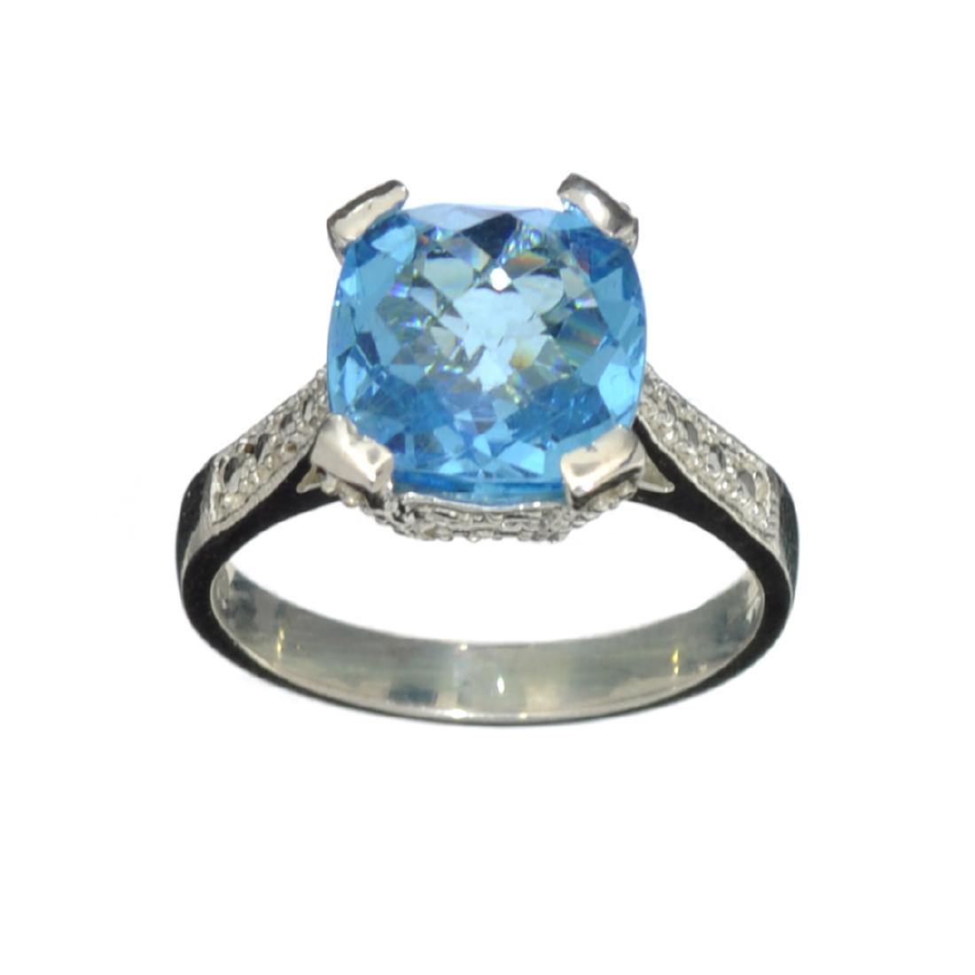 APP: 0.5k Fine Jewelry Designer Sebastian, 4.25CT: Gov. File: H-29763 Fine Jewelry Designer Sebastian, 4.25CT Square Cushion Cut Blue Topaz And Sterling Silver Ring Retail Replacement Value: $0.5K Asset Type: Ring Shipping: $19.95