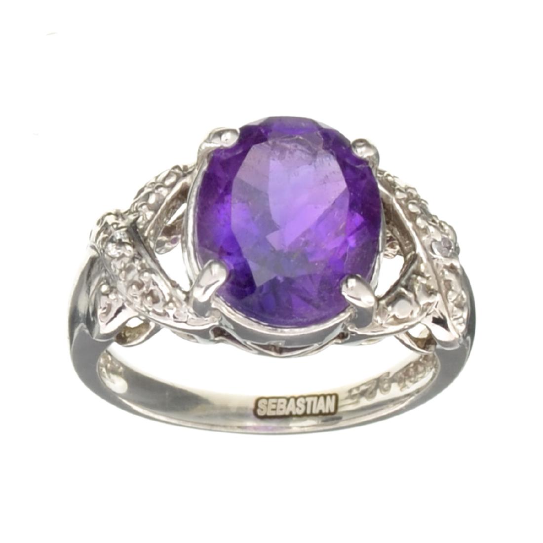 APP: 0.5k Fine Jewelry Designer Sebastian, 3.16CT: Gov. File: H-30021 Fine Jewelry Designer Sebastian, 3.16CT Amethyst And White Topaz Sterling Silver Ring Retail Replacement Value: $0.5K Asset Type: Ring Shipping: $19.95