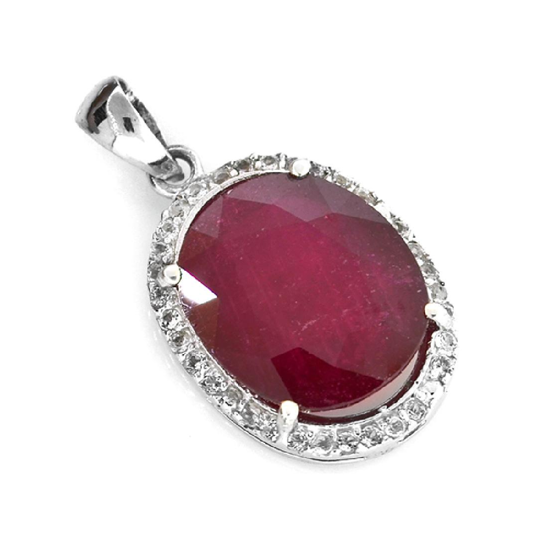 APP: 3.5k 7.55CT Ruby And Topaz Platinum Over Sterling: Gov. File: 93724 7.55CT Ruby And Topaz Platinum Over Sterling Silver Pendant Retail Replacement Value: $3.5K Asset Type: Pendant Shipping: $19.95