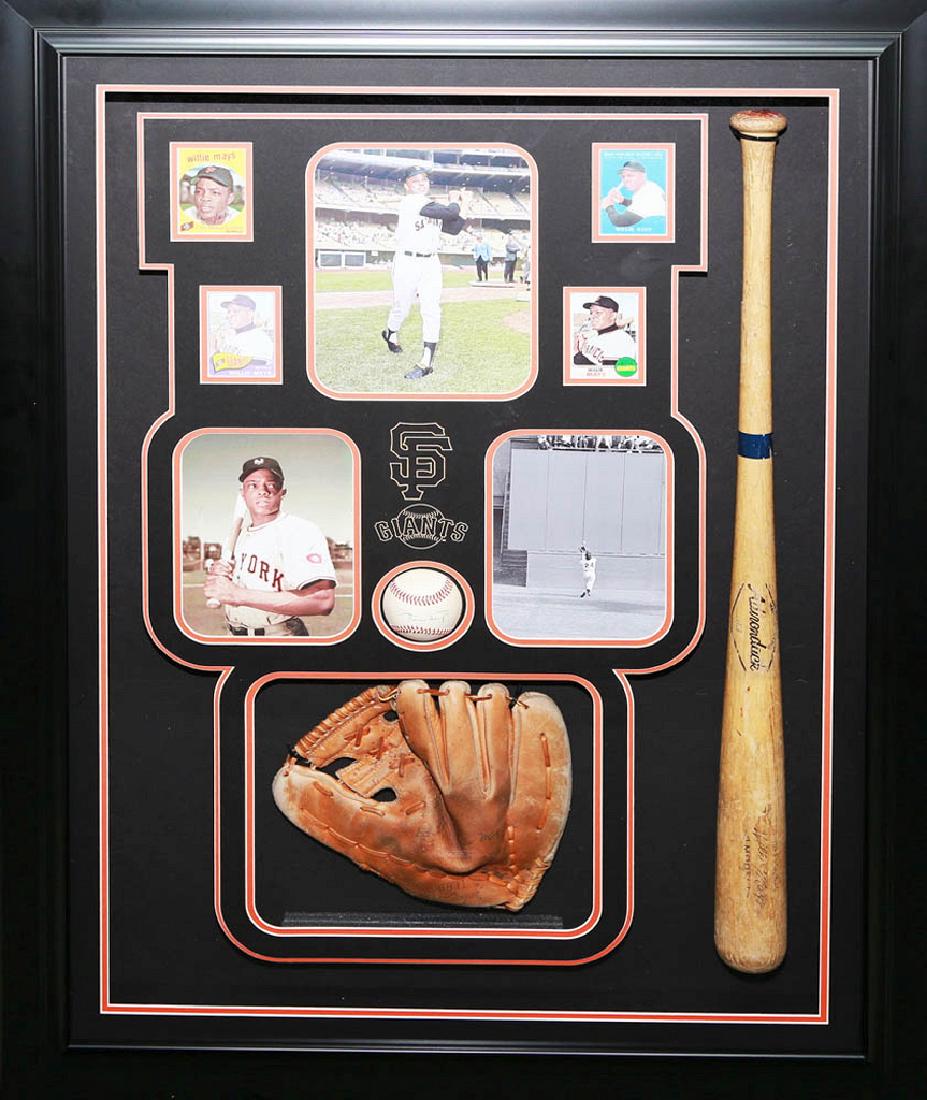 Willie Mays Collage with Ball, Bat, and Glove: Gov. File: M-05886 Willie Mays Collage with Ball, Bat, and Glove Asset Type: SportShipping: $24.95. Item may be pick up only, or require additional shipping charges due to weight or size.