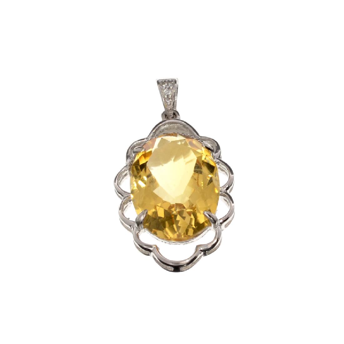 APP: 0.8k Fine Jewelry 10.70CT Citrine And White: Gov. File: H-24111 Fine Jewelry 10.70CT Citrine And White Sapphire Sterling Silver Pendant Retail Replacement Value: $0.8K Asset Type: Pendant Shipping: $19.95
