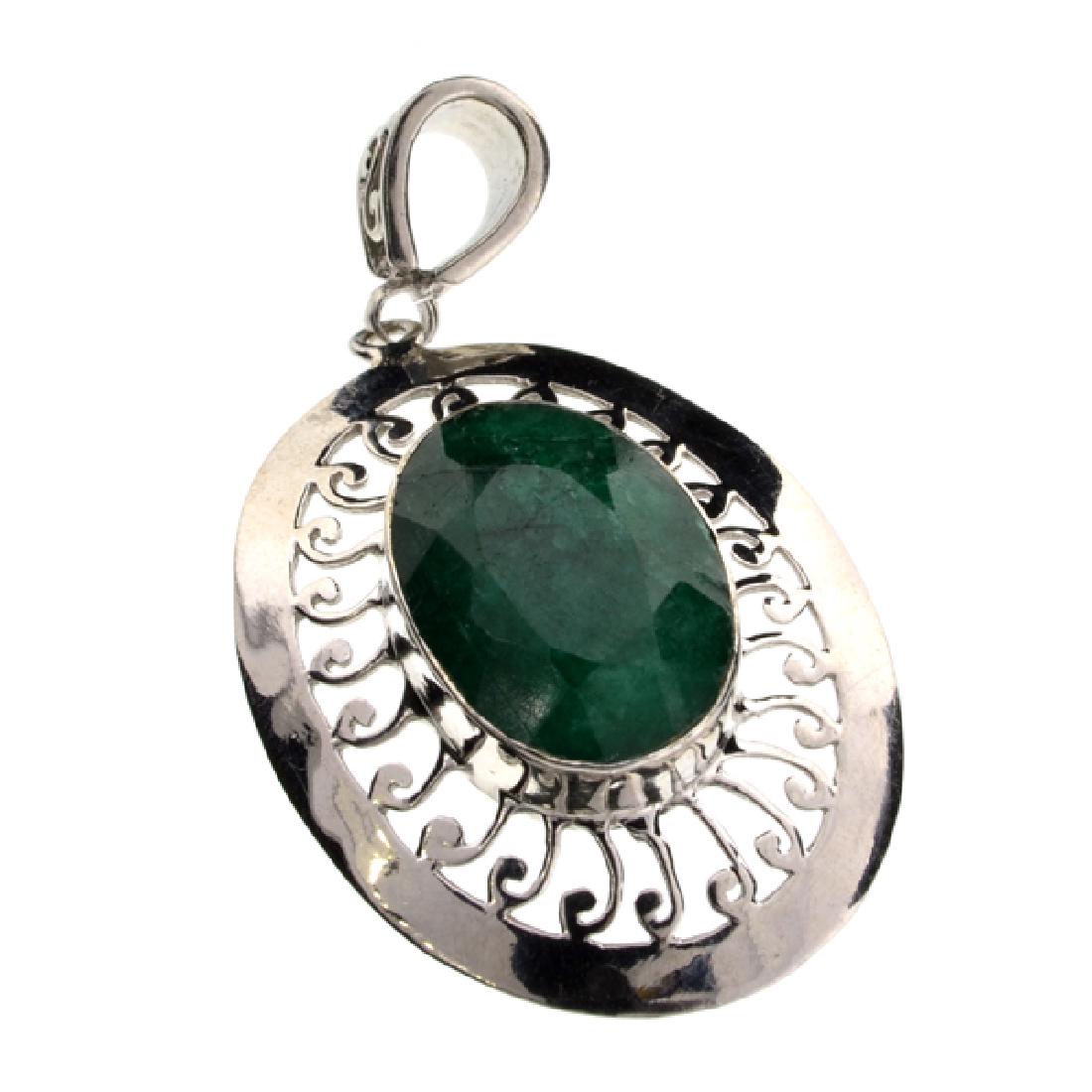 Fine Jewelry Designer Sebastian 21.29CT Oval Cut Green: Gov. File: K-02866 Fine Jewelry Designer Sebastian 21.29CT Oval Cut Green Beryl Emerald and Sterling Silver Pendant Retail Replacement Value:$0.6K Pendant Shipping: $19.95