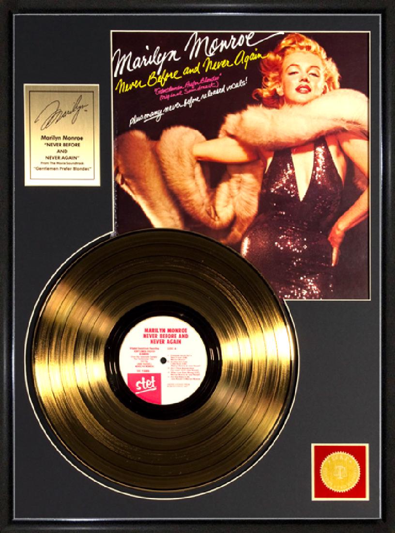 ''Never Before and Never Again'' Gold Album: Gov. File: S-00156 MARILYN MONROE "Never Before and Never Again" Framed Gold Record Shipping: $24.95