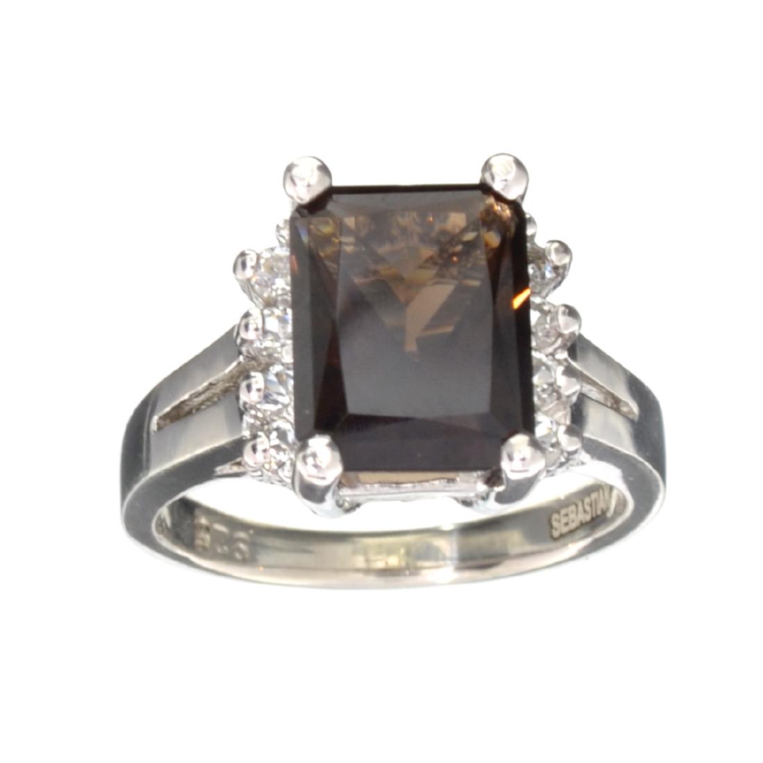 APP: 0.6k Fine Jewelry Designer Sebastian, 3.83CT Smoky: Gov. File: H-30199 Fine Jewelry Designer Sebastian, 3.83CT Smoky Quartz And White Topaz Sterling Silver Ring Retail Replacement Value: $0.6K Asset Type: Ring Shipping: $19.95