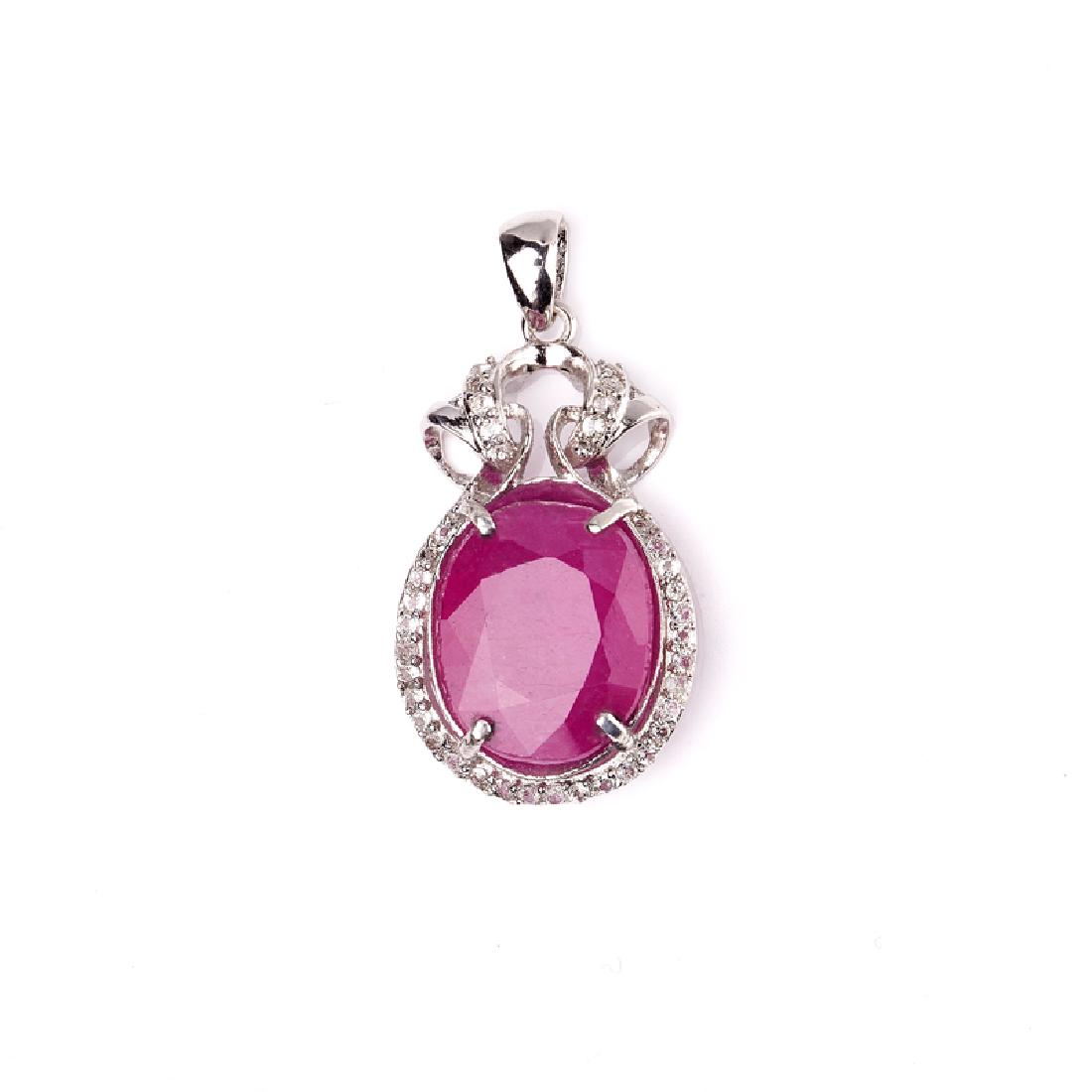APP: 3.8k Fine Jewelry 10.96CT Ruby And Topaz Platinum: Gov. File: H-00026 Fine Jewelry 10.96CT Ruby And Topaz Platinum Over Sterling Silver Pendant Retail Replacement Value: $3.8K Asset Type: Pendant Shipping: $19.95