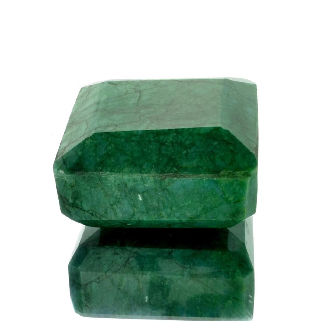 APP: 6.6k 1,649.00CT Emerald Cushion Cut Green Beryl: Gov. File: H-15763 1,649.00CT Emerald Cushion Cut Green Beryl Emerald Gemstone Retail Replacement Value: $6.6K Asset Type: Gemstone Shipping: $19.95