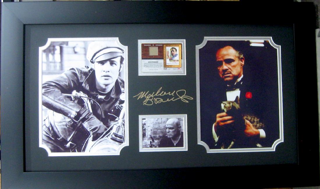 Engraved Marlo Brando Signature With Real Swatch of: Gov. File: M-11670 Engraved Marlo Brando Signature With Real Piece of Clothing Asset Type: Movie Shipping: $24.95. Item may be pick up only, or require additional shipping charges due to weight or siz