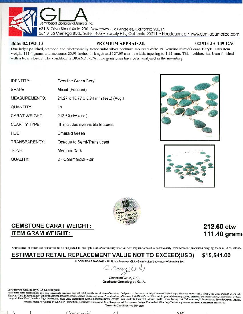 APP: 15.5k 212.60CT Mixed Cut Green Beryl and Sterling: Gov. File: 69175 212.60CT Mixed Cut Green Beryl and Sterling Silver Necklace Retail Replacement Value: $15.5K Asset Type: Necklace Shipping: $19.95