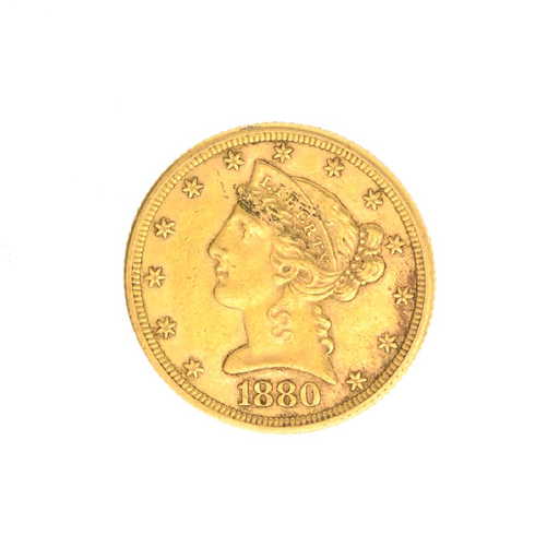 Very Rare 1880 $5 U.S. Liberty Head Gold Coin Great