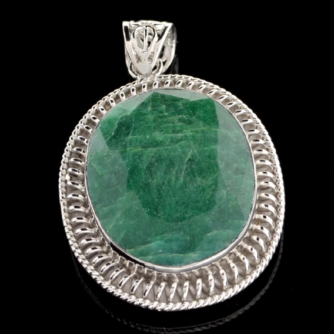 APP: 2.3k 58.96CT Oval Cut Green Beryl and Sterling: Gov. File: 73495 58.96CT Oval Cut Green Beryl and Sterling Silver Pendant Retail Replacement Value: $2.3K Asset Type: Pendant Shipping: $19.95