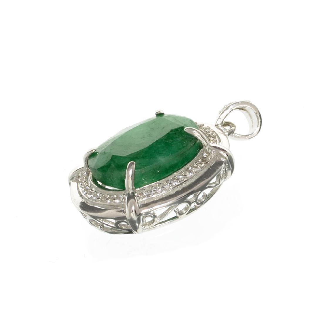 APP: 1k Fine Jewelry 11.00CT Oval Cut Green Beryl/White: Gov. File: H-16895 Fine Jewelry 11.00CT Oval Cut Green Beryl/White Sapphire And Sterling Silver Pendant Retail Replacement Value: $1.0K Asset Type: Pendant Shipping: $19.95
