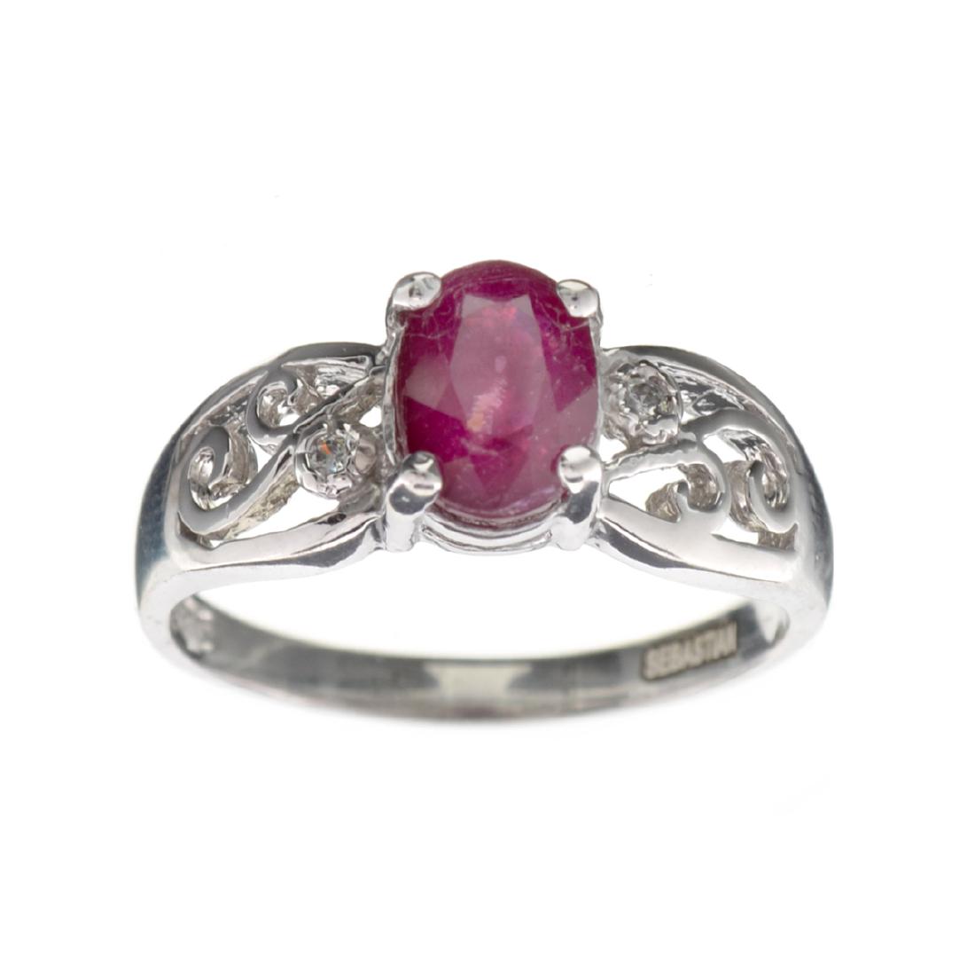APP: 0.5k Fine Jewelry Designer Sebastian, 1.65CT Ruby: Gov. File: H-30074 Fine Jewelry Designer Sebastian, 1.65CT Ruby And White Topaz Sterling Silver Ring Retail Replacement Value: $0.5K Asset Type: Ring Shipping: $19.95
