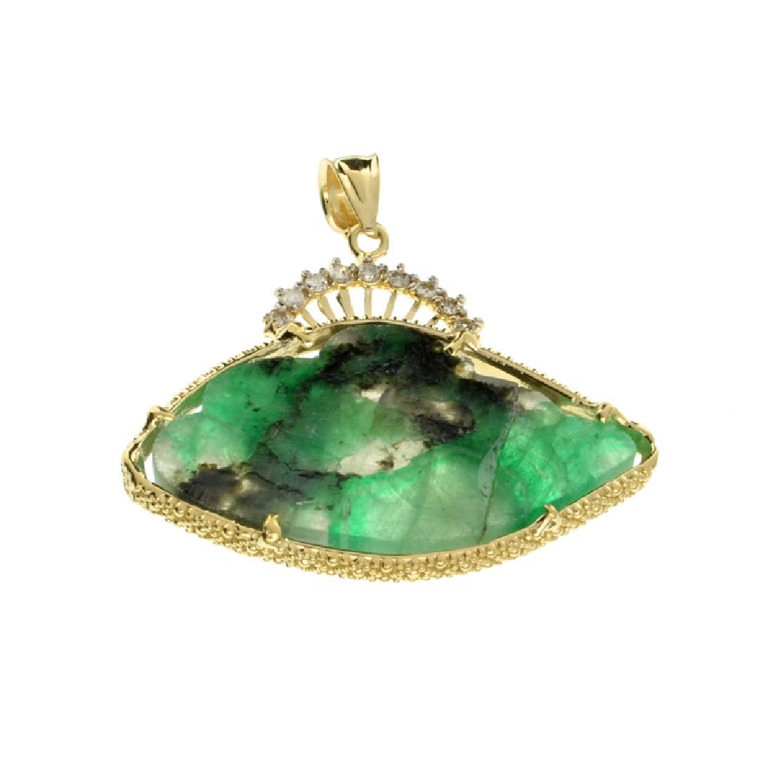 Fine Jewelry 14 KT Gold, 16.69CT Rare Natural Form: Gov. File: H-12620 Fine Jewelry 14 kt Gold, 16.69CT Rare Natural Form Green Beryl Columbian Emerald And Diamond Pendant Retail Replacement Value: $18.8K Asset Type: Pendant Shipping: $19.95