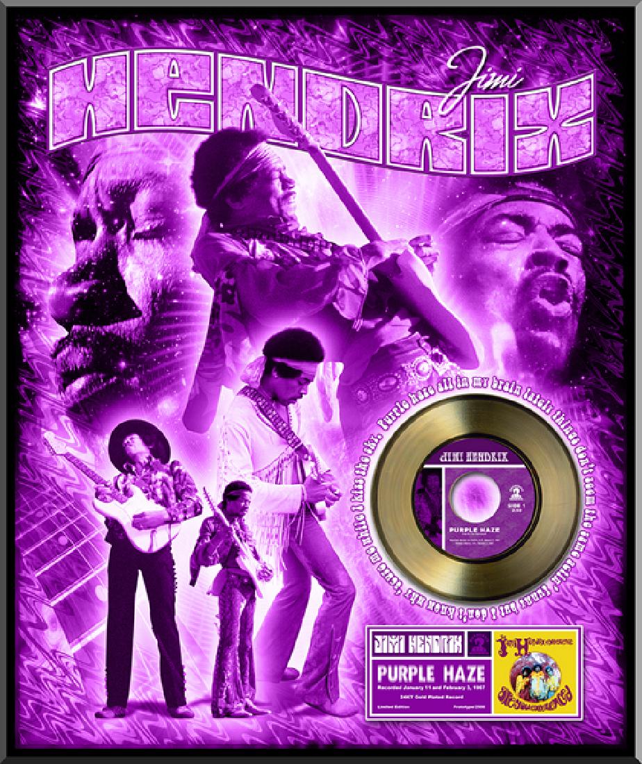 JIMI HENDRIX ''Purple Haze'' Gold 45: Gov. File: S-00143 JIMI HENDRIX "Purple Haze" Framed Gold Record Shipping: $24.95