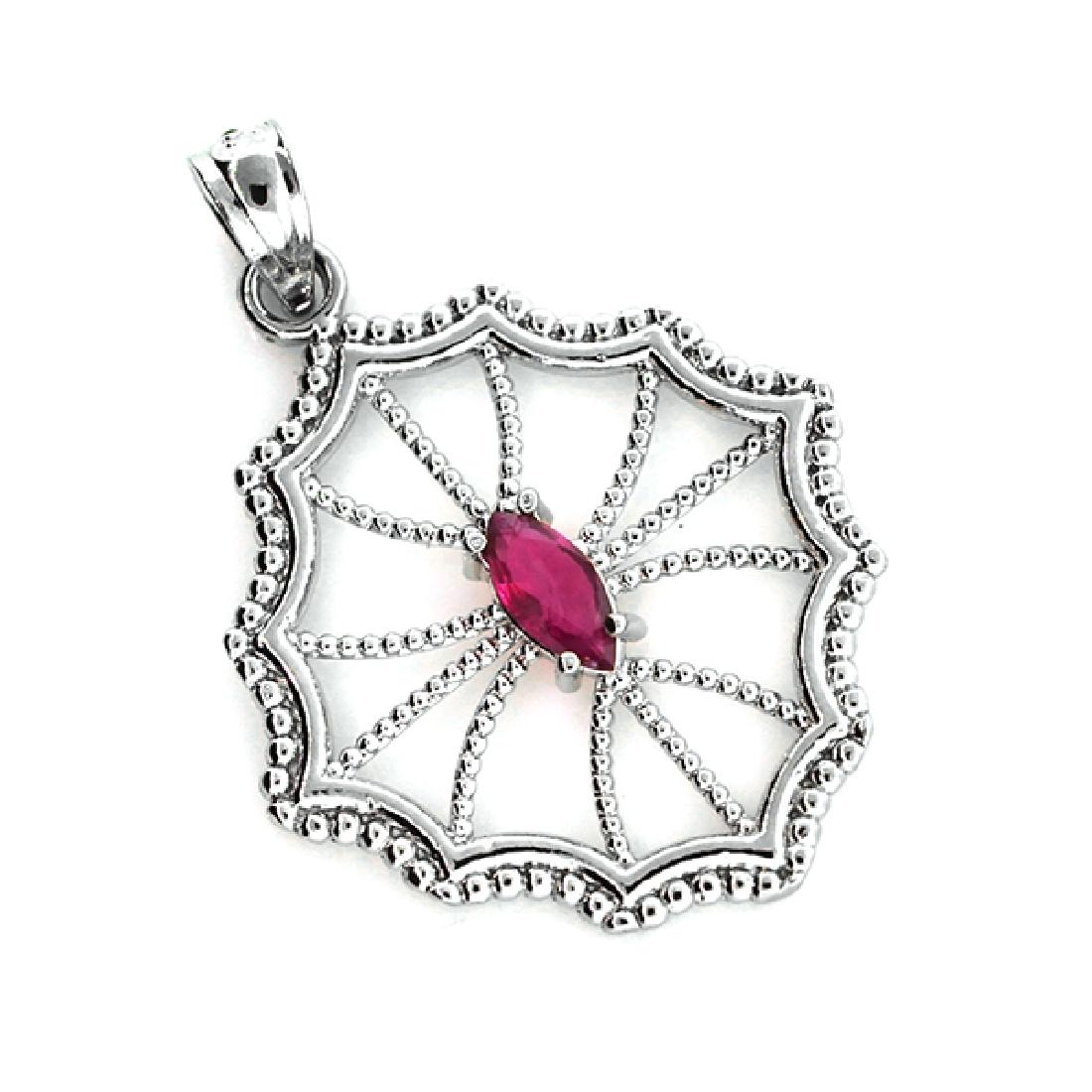 APP: 0.3k 0.20CT Marquise Cut Ruby And Platinum Over: Gov. File: 88693 0.20CT Marquise Cut Ruby And Platinum Over Sterling Silver Pendant Retail Replacement Value: $0.3K Asset Type: Pendant Shipping: $19.95