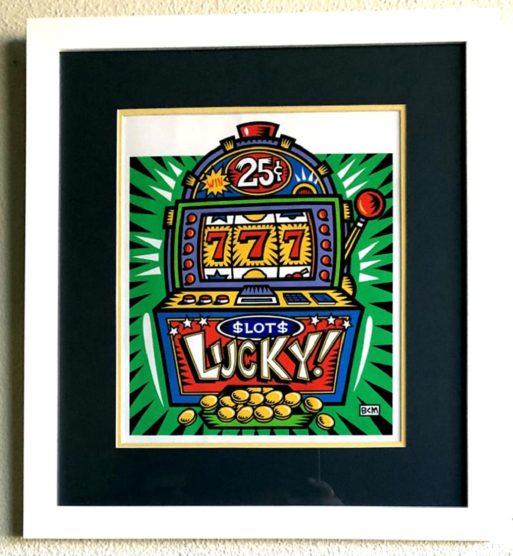 Burton Morris - ''''Slot Machine'''' Green Framed: Gov. File: M-13945 Burton Morris - ''''Slot Machine'''' Green Framed Giclee Original Signature & Numbered Editon Asset Type: Collectable Shipping: $24.95. Item may be pick up only, or require addition