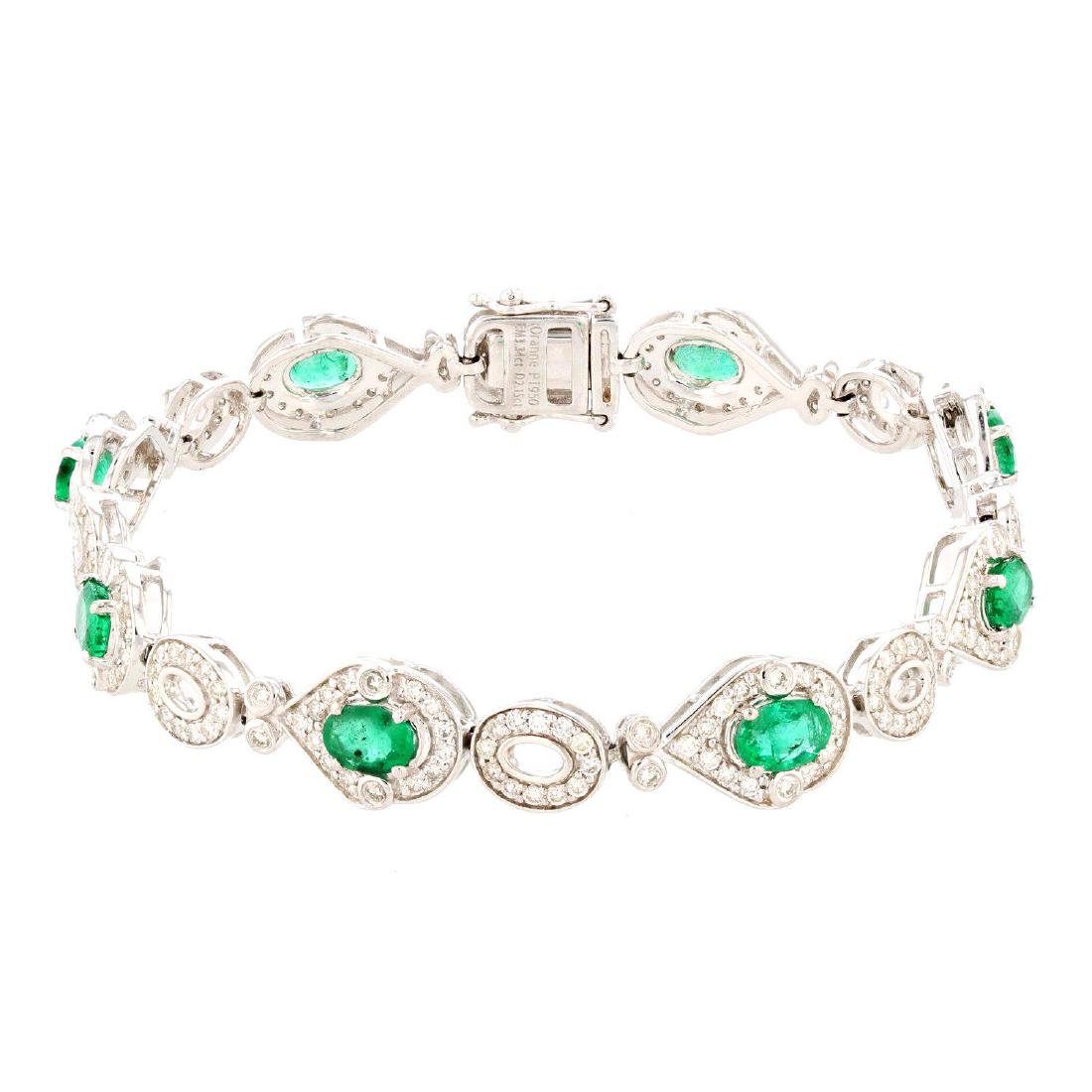 APP: 15.5k *3.34ctw Emerald and 2.15ctw Diamond: Gov. File: H-53483 *3.34ctw Emerald and 2.15ctw Diamond Platinum Bracelet (Vault_R6A 21526) Retail Replacement Value: $15.5K Asset Type: Bracelet Shipping: $19.95
