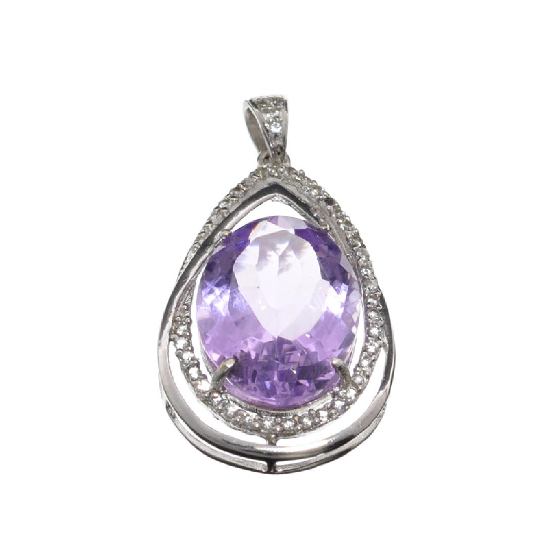 APP: 1.2k Fine Jewelry 11.45CT Purple Amethyst And: Gov. File: H-24861 Fine Jewelry 11.45CT Purple Amethyst And White Sapphire Sterling Silver Pendant Retail Replacement Value: $1.2K Asset Type: Pendant Shipping: $19.95
