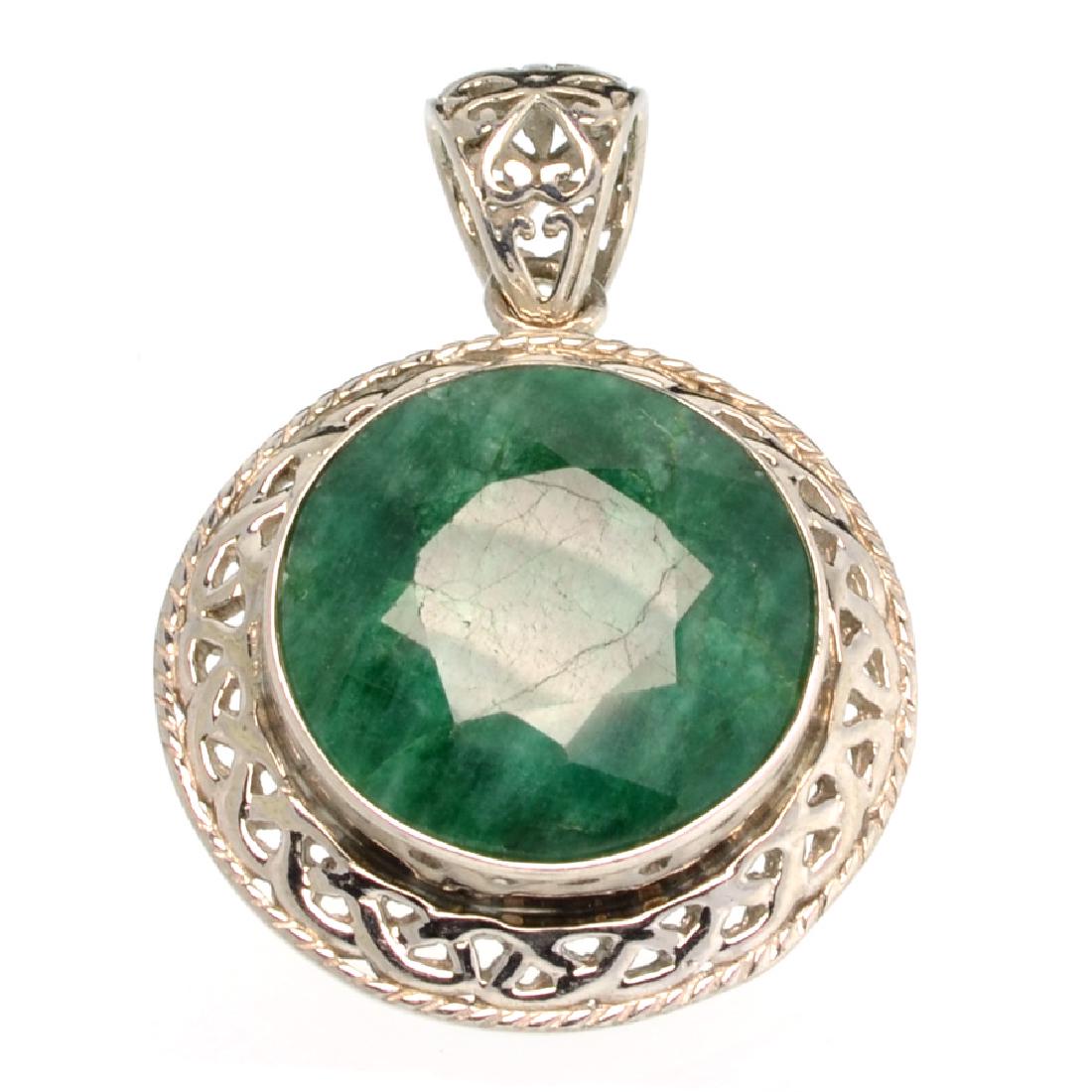 APP: 2k Fine Jewelry 37.68CT Round Cut Green Beryl and: Gov. File: 64880 Fine Jewelry 37.68CT Round Cut Green Beryl and Sterling Silver Pendant Retail Replacement Value: $2.0K Asset Type: Pendant Shipping: $19.95