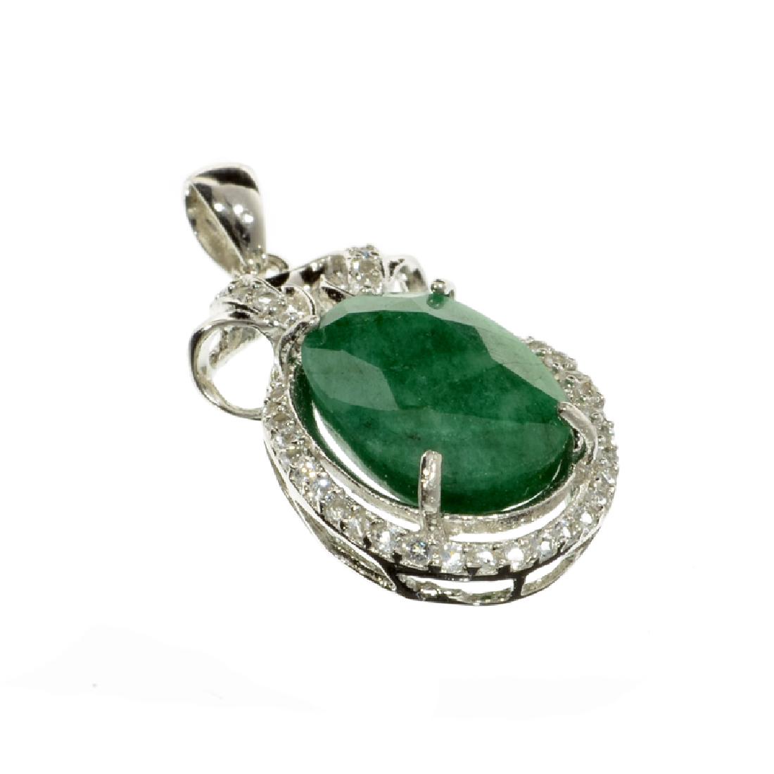 APP: 3k Fine Jewelry 7.42CT Green Beryl Emerald And: Gov. File: H-14155 Fine Jewelry 7.42CT Green Beryl Emerald And Topaz Platinum Over Sterling Silver Pendant Retail Replacement Value: $3.0K Asset Type: Pendant Shipping: $19.95