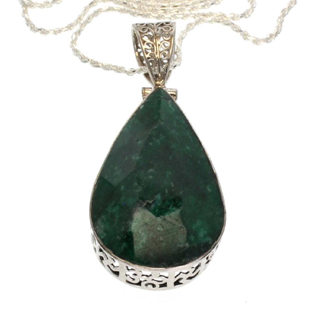 APP: 2.3k 54.54CT Pear Cut Green Beryl and Sterling: Gov. File: 64978 54.54CT Pear Cut Green Beryl and Sterling Silver Pendant and Chain Retail Replacement Value: $2.3K Asset Type: Pendant Shipping: $19.95