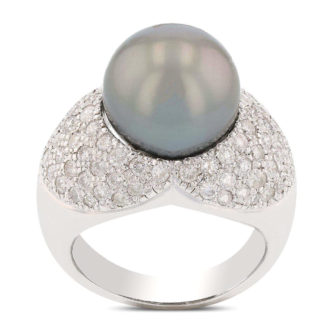 APP: 8.2k *12.0mm Tahitian Pearl and 1.98ctw Diamond: Gov. File: H-56295 *12.0mm Tahitian Pearl and 1.98ctw Diamond 14KT White Gold Ring (Vault_R7_5847) Retail Replacement Value: $8.2K Asset Type: Ring Shipping: $19.95