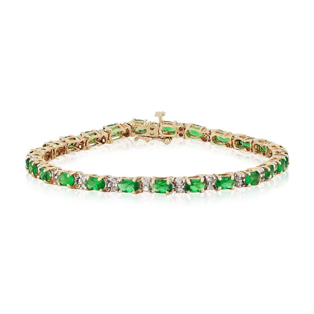 APP: 9k *5.25ctw Tsavorite Garnet and 0.68ctw Diamond: Gov. File: H-56456 *5.25ctw Tsavorite Garnet and 0.68ctw Diamond 14K Yellow Gold Bracelet (Vault_R7_23504) Retail Replacement Value: $9.0K Asset Type: Bracelet Shipping: $19.95