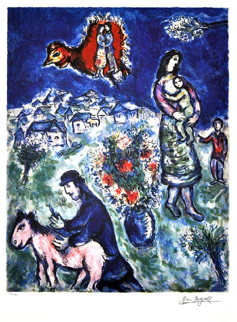 MARC CHAGALL Sur La Route du Village Lithograph, 341 of: Gov. File: P-08035 Marc Chagall MARC CHAGALL: Sur La Route du Village Lithograph 24.5 inches x 32.5 inches (Unframed) Shipping: $24.95