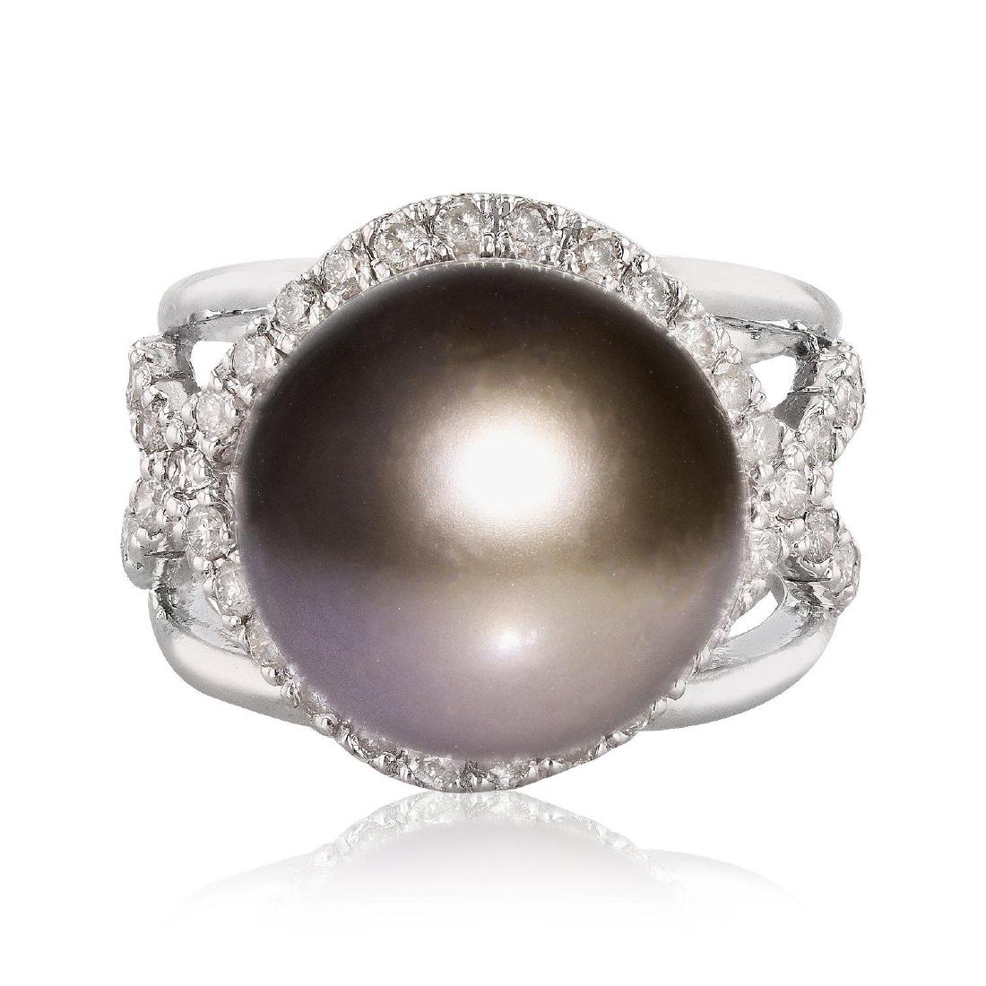 APP: 5.6k *14.0mm Tahitian Pearl and 0.66ctw Diamond: Gov. File: H-56541 *14.0mm Tahitian Pearl and 0.66ctw Diamond 14K White Gold Ring (Vault_R7_23984) Retail Replacement Value: $5.6K Asset Type: Ring Shipping: $19.95