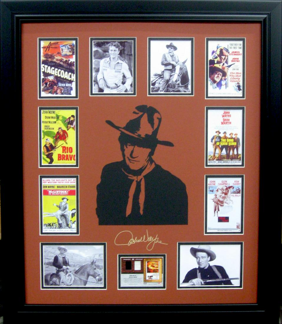 John Wayne Engraved Signature with Authentic Swatch of: Gov. File: M-11615 John Wayne Engraved Signature with Authentic Piece of Original Clothing Asset Type: Movie Shipping: $24.95. Item may be pick up only, or require additional shipping charges due to w