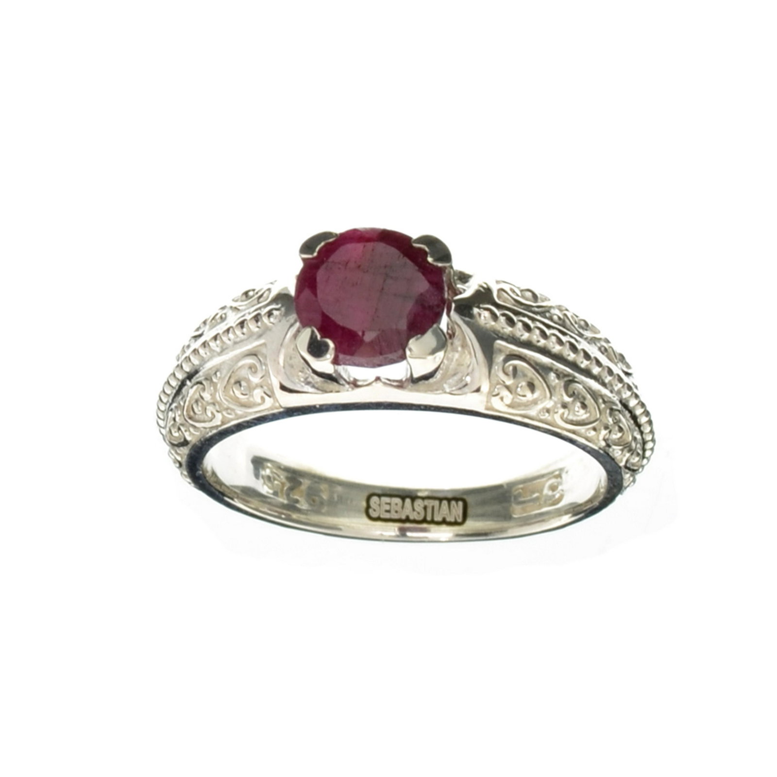 APP: 0.5k Fine Jewelry Designer Sebastian, 0.75CT Round: Gov. File: H-29680 Fine Jewelry Designer Sebastian, 0.75CT Round Cut Ruby And Sterling Silver Ring Retail Replacement Value: $0.5K Asset Type: Ring Shipping: $19.95