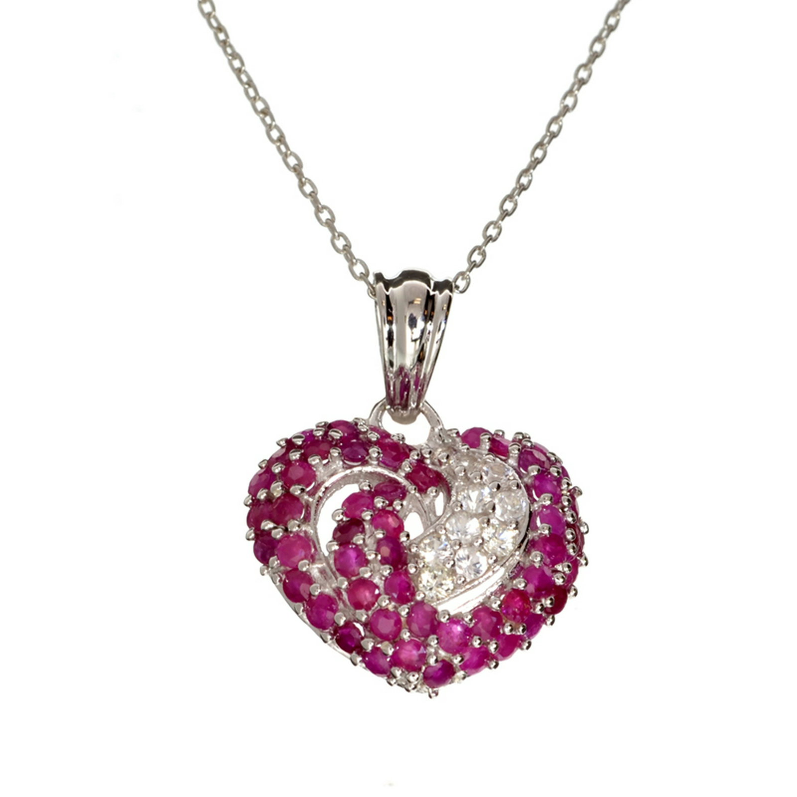 APP: 1.5k Fine Jewelry 2.70CT Round Cut Red Ruby And: Gov. File: H-23986 Fine Jewelry 2.70CT Round Cut Red Ruby And White Sapphire Sterling Silver Pendant With Chain Retail Replacement Value: $1.5K Asset Type: Pendant Shipping: $19.95