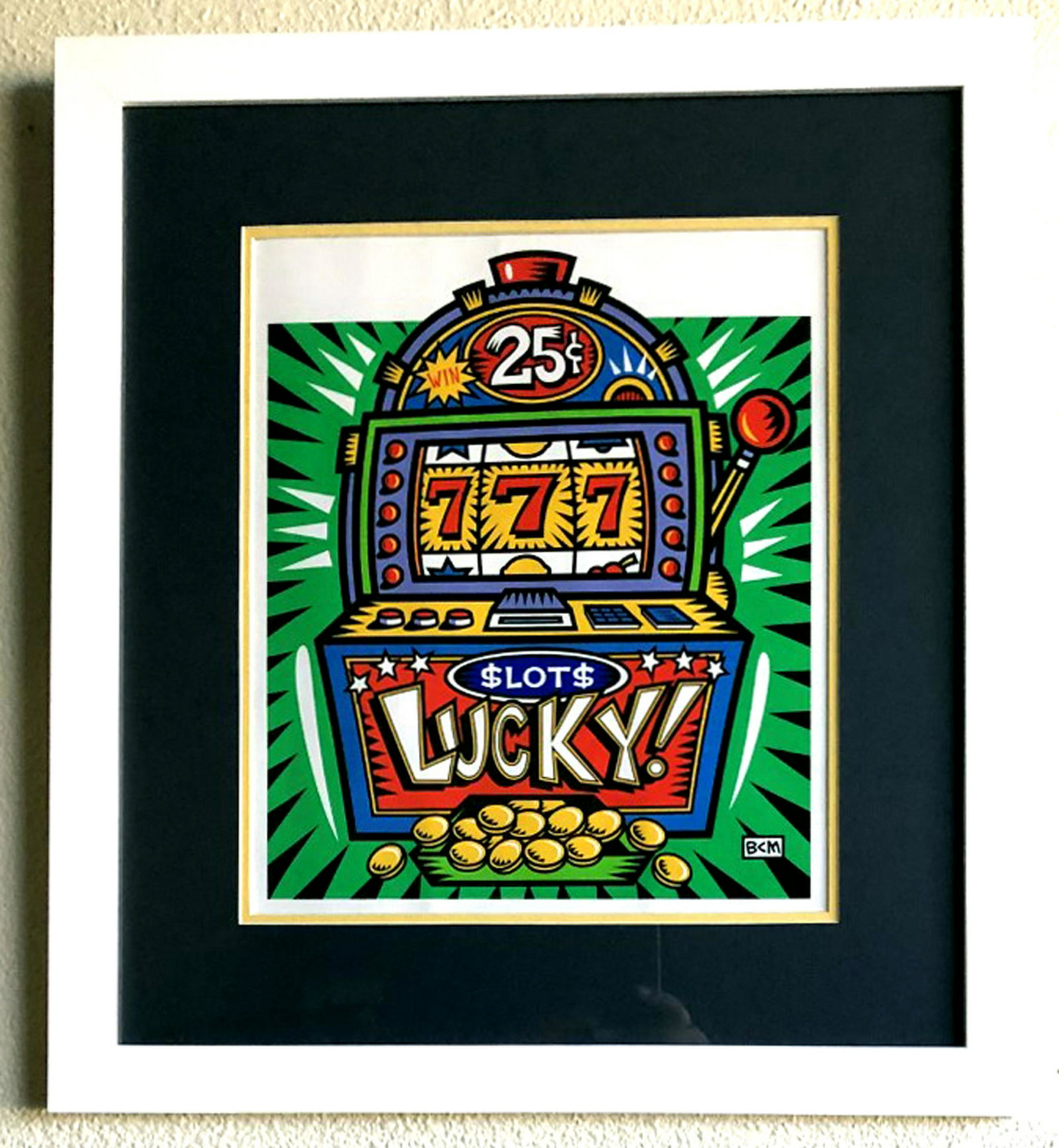 Burton Morris - ''''Slot Machine'''' Green Framed: Gov. File: M-13939 Burton Morris - ''''Slot Machine'''' Green Framed Giclee Original Signature Asset Type: Collectable Shipping: $24.95. Item may be pick up only, or require additional shipping charge