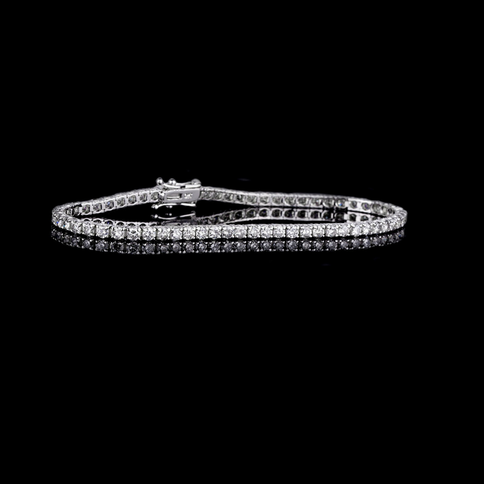 APP: 6.5k *Fine Jewelry 18 kt. White Gold, Custom Made: Gov. File: H-46437 *Fine Jewelry 18 kt. White Gold, Custom Made 3.02CT Round Brilliant Cut Diamond Tennis Bracelet (VGN A-33) (Vault V) Retail Replacement Value: $6.5K Asset Type: Bracelet Shipping: $