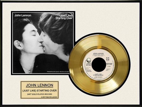 JOHN LENNON ''Just Like Starting Over'' Gold Record: Gov. File: S-00146 JOHN LENNON "Just Like Starting Over" Framed Gold Record Shipping: $24.95