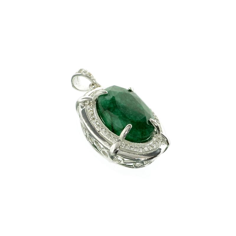 APP: 1k Fine Jewelry 10.00CT Oval Cut Green Beryl And: Gov. File: H-18794 Fine Jewelry 10.00CT Oval Cut Green Beryl And White Sapphire Over Sterling Silver Pendant Retail Replacement Value: $1.0K Asset Type: Pendant Shipping: $19.95