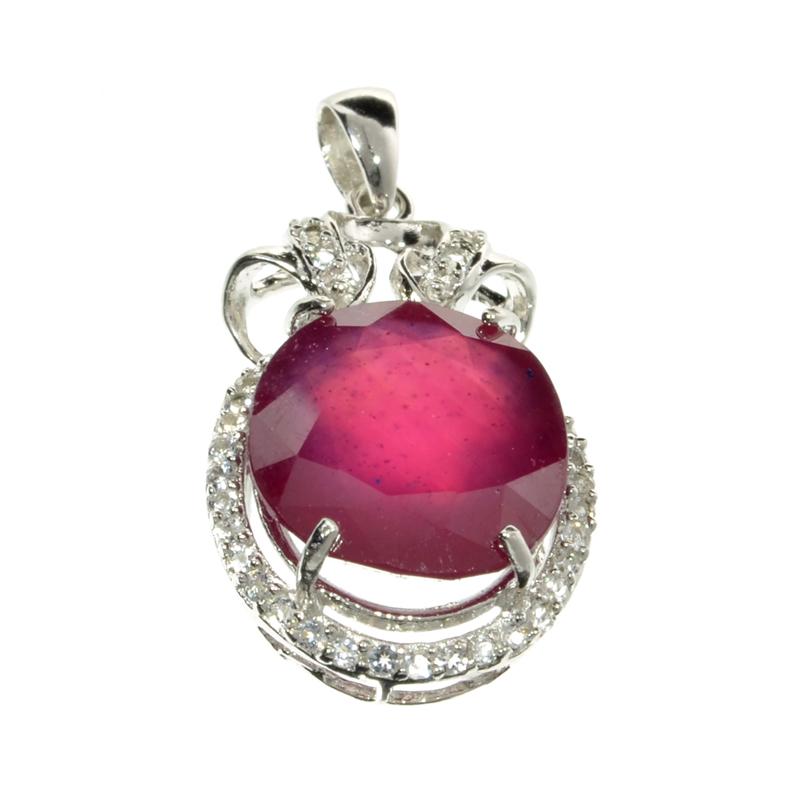 APP: 4.9k Fine Jewelry 12.21CT Ruby And Colorless Topaz: Gov. File: H-14191 Fine Jewelry 12.21CT Ruby And Colorless Topaz Platinum Over Sterling Silver Pendant Retail Replacement Value: $4.9K Asset Type: Pendant Shipping: $19.95