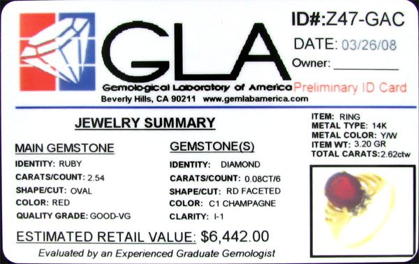 APP: $6.4k 14 kt. Yellow/White Gold, 2.54CT Ruby a - 2