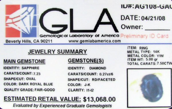 APP: 13.1k 14 kt. Gold, 7.23CT Sapphire and Diamo - 2