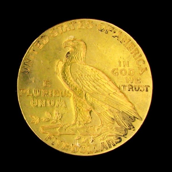 1909-D $5 US Indian Head Type Gold Coin - Potenti - 2