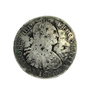 1806 Eigth Reales America's First Silver Dollar Coin: Gov. File: C-46283 1806 Eigth Reales American First Silver Dollar Coin Asset Type: Reales Coin Shipping: $9.95