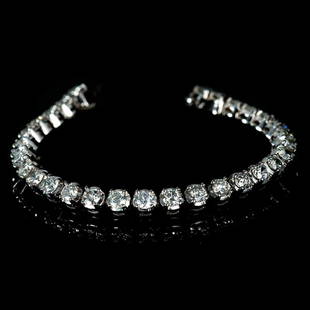 APP: 23.2k *Fine Jewelry 14 kt. White Gold, Custom: Gov. File: H-46731 *Fine Jewelry 14 kt. White Gold, Custom Made, 10.00CT Round Brilliant Cut Diamond Bracelet (VGN A-45) (Vault V) Retail Replacement Value: $23.2K Asset Type: Bracelet Shipping: